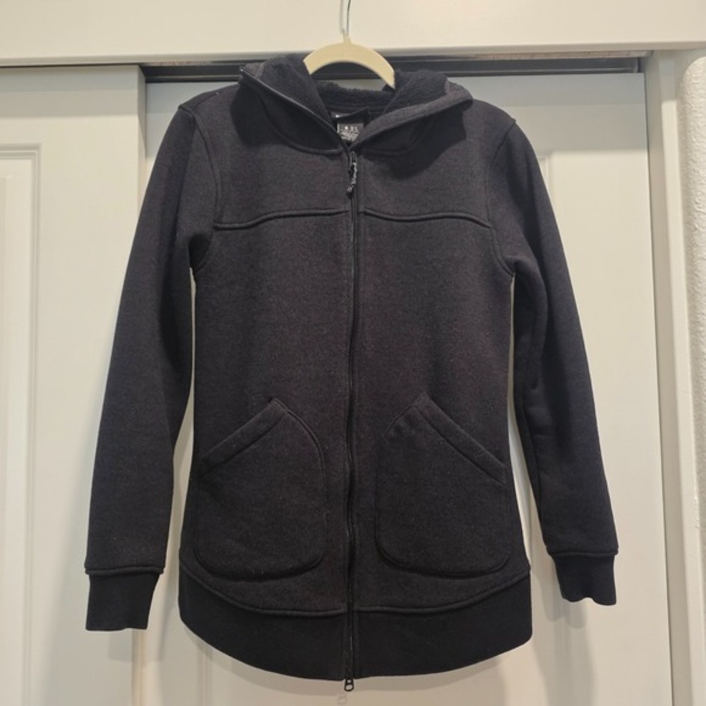 Burton Minxy Full Zip Fleece Jacket Womens Small Black Hooded Winter‎ Ladies